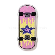 Printed Transparent Acrylic Pendants, Skateboarding, Pink, 51.5x22.5x2.5mm, Hole: 2mm(OACR-S045-01E)