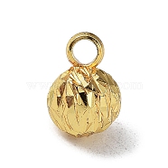Rack Plating Brass Charms, Cadmium Free & Lead Free, Long-Lasting Plated, Round Charm, Golden, 6.5x11mm, Hole: 2.4mm(KK-H451-15G)