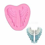 Wing Design DIY Food Grade Silicone Molds, Fondant Molds, For DIY Cake Decoration, Chocolate, Candy, UV Resin & Epoxy Resin Jewelry Making, Random Single Color or Random Mixed Color, 71x68x8mm, Inner Size: 58x24mm(AJEW-L054-57)