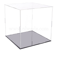 Transparent Acrylic Display Boxes, Dust-Proof Cases, with Black Base and 16Pcs Plastic Rings, for Models, Building Blocks, Doll Display Holders, Clear, 25.3~26x26~26.3x0.2cm, 22pcs/set(AJEW-WH0282-69B)