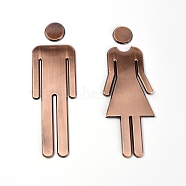Plastic Bathroom Sign Stickers, Public Toilet Sign, for Wall Door Accessories Sign, Golden, 165~164x61~59x4mm(AJEW-WH0002-98A)