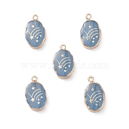 Natural Quartz Dyed Pendants, Oval Charms with Golden Brass Edge, 22x13x3~5.5mm, Hole: 1.8mm(G-K333-01E)