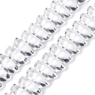 Transparent Glass Beads Strands, Nuggets, Clear, 7.5x16x8.5mm, Hole: 1mm, about 49~51pcs/strand, 14.57~14.96 inch(37~38cm)(GLAA-N001-51)