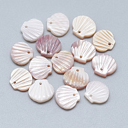 Natural White Shell Mother of Pearl Shell Charms, Shell, 9.5~10.5x10~11x2~3mm, Hole: 1mm(X-SSHEL-S260-097C)