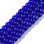 Drawbench Transparent Glass Beads Strands, Spray Painted, Round, Medium Blue, 8mm, Hole: 1.3~1.6mm, 31.4 inch(GLAD-Q012-8mm-22)