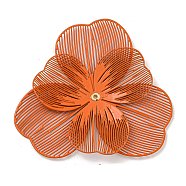 430 Stainless Steel Bead Caps, Flower, Orange, 43x45x2mm, Hole: 0.8mm(STAS-S147-01A)