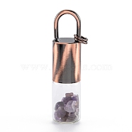 Glass Roller Bottle, with Natural Amethyst Roller Balls and Chips, Essential Oil Perfume Bottles, Red Copper Brass Bottle Cap, 62.5x16mm, Hole: 10x14mm, Jump Ring: 8x1mm(G-F701-01I)