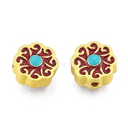 Alloy Enamel Beads, Matte Style, Flower, Matte Gold Color, 10x10.5x5mm, Hole: 1.6mm(FIND-G035-39MG)