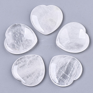 Natural Quartz Crystal Thumb Worry Stone, Pocket Palm Stones, for Healing Reiki Stress Relief, Heart Shape, 39~40x39~40x5~6mm(G-N0325-01W)