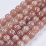 Natural Sunstone Beads Strands, Round, 10mm, Hole: 1mm, about 39pcs/strand, 15.7 inch(G-J157-10mm-07)