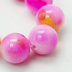 Jade Beads Strands, Natural White Jade, Dyed, Round, Colorful, 6mm, Hole: 1mm, about 69pcs/strand, 15.7 inch(G-D264-6mm-XH09)