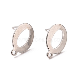 201 Stainless Steel Stud Earring Findings, with Horizontal Loop and 316 Stainless Steel Pin, Oval, Stainless Steel Color, 14x9mm, Hole: 1mm, Pin: 0.7mm(STAS-K241-03P)