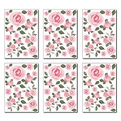 PVC Wall Stickers, Rectangle, for Home Living Room Bedroom Decoration, Rose Pattern, 290x195mm, 6pcs/set(DIY-WH0228-218F)