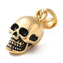 Ion Plating(IP) 304 Stainless Steel Pendants, Skull Charm, Antique Golden, 19x9x10mm, Hole: 6x4.5mm(STAS-M321-01AG)