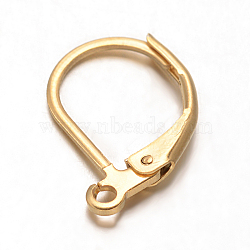 Ion Plating(IP) 304 Stainless Steel Leverback Earring Findings, with Loop, Golden, 16x10x0.8mm, Pin: 0.7x0.6mm, Hole: 1mm(X-STAS-F075-37)