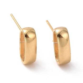 201 Stainless Steel Stud Earring Findings, with Horizontal Loop and 316 Stainless Steel Pin, Oval, Real 24K Gold Plated, 10x3.5mm, Hole: 2.5mm, Pin: 0.7mm