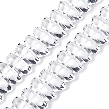 Transparent Glass Beads Strands, Nuggets, Clear, 7.5x16x8.5mm, Hole: 1mm, about 49~51pcs/strand, 14.57~14.96 inch(37~38cm)