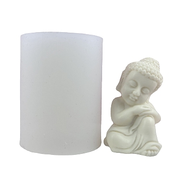 Buddha Statue Display Silicone Molds, Resin Casting Molds, White, 52x48x68mm, Inner Diameter: 38.5x30.5mm