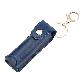 Portable Imitation Leather Chapstick Keychain Holder, Fashion Lipstick Case Holder Keychain, Marine Blue, 16cm