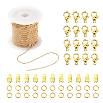 DIY Chains Bracelet Necklace Making Kit, Including Brass Round Snake Chain, Alloy Clasps, Iron Jump Rings & Folding Crimp Ends, Golden, Chain: 5m/set