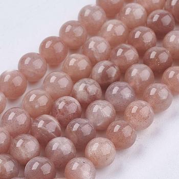 Natural Sunstone Beads Strands, Round, 10mm, Hole: 1mm, about 39pcs/strand, 15.7 inch