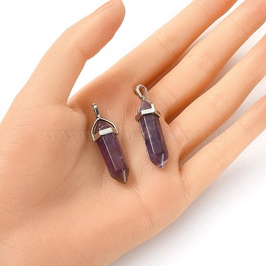 2Pcs Natural Amethyst Double Terminated Pointed Pendants(G-YW0002-05B)-4