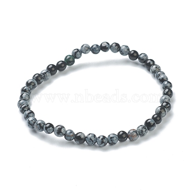 Natural Snowflake Obsidian Beaded Stretch Bracelets(BJEW-A117-A-45)-2