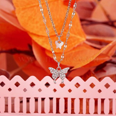 Alloy Butterfly Pendant Necklaces for Women(JN1064A)-5