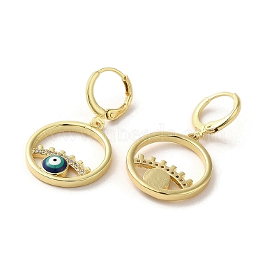 Evil Eye Real 18K Gold Plated Brass Dangle Leverback Earrings(EJEW-Q797-09G-04)-2