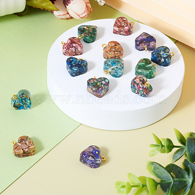 14Pcs 7 Colors Transparent Resin Natural Imperial Jasper Dyed Chips Pendants(G-TA0001-39)-7