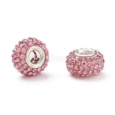 15mm Pink Rondelle Resin + Glass Rhinestone Beads