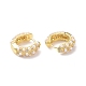 Plastic Imitation Pearl Beaded Hoop Earrings with Crystal Rinestone(EJEW-F306-03G)-2