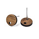 Walnut Wood Stud Earring Findings(MAK-N032-043A)-2