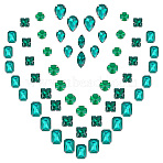 Sew on Rhinestone, Multi-strand Links, Glass Rhinestone, with Brass Prong Settings, Garments Accessories, Faceted, Mixed Shapes, Green, 8~18x4~13x4~7.5mm, Hole: 0.8~1mm, 100pcs/box(RGLA-GF0001-002B)