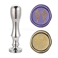 DIY Scrapbook, Brass Wax Seal Stamp Flat Round Head and Handle, Silver Color Plated, Other Pattern, 25mm(AJEW-WH0147-031)