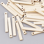 Wood Pendants, Rectangle, Wheat, 40x5~6x2mm, Hole: 2mm(X-WOOD-T008-01)