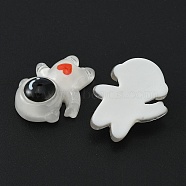 Space Theme Translucent Resin Cabochons, Spaceman Shape with Heart Pattern, Red, 25x20x8.5mm(RESI-WH0021-50B)