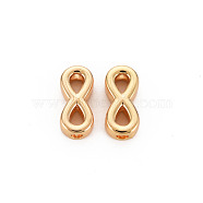 Brass Beads, Nickel Free, Infinity, Real 18K Gold Plated, 6x12.5x4mm, Hole: 1.8mm(KK-S356-594-NF)