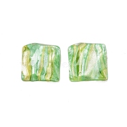 Translucent Resin Decoden Cabochons, Water Ripple Square with Glitter Powder, Light Green, 16x16x7.5mm(CRES-M001-07A-01)