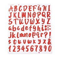 Number & Alphabet & Sign PVC Waterproof Self-Adhesive Sticker, for Gift Cards Decoration, Red, 21.5x18.5x0.02cm, Tags: 5~26x5~20mm, 72pcs/sheet(DIY-I073-04E)