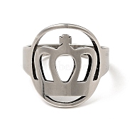 201 Stainless Steel Crown Thick Finger Ring for Women, Stainless Steel Color, US Size 6 1/4(16.7mm)(RJEW-G266-39P)