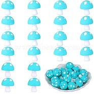 20Pcs Mushroom Silicone Focal Beads, Chewing Toy Accessoies for Teethers, DIY Nursing Necklaces Making, Turquoise, 18mm, Hole: 2mm(JX901H)