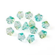 Electroplate Glass Beads, Trumpet Flower, Spring Green, 8.5x8x5.5mm, Hole: 1mm(EGLA-I012-B04)