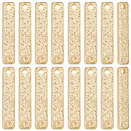 70Pcs Brass Charms, Long-Lasting Plated, Textured, Rectangle, Golden, 15x3x1mm, Hole: 1mm(KK-BBC0005-57)