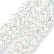 Electroplate Transparent Glass Beads, Half Rainbown Plated, Faceted Star, Clear AB, 9.5x10x6mm, Hole: 0.5mm(EGLA-Z003-HR01)