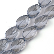 Transparent Electroplate Glass Beads Strands, Pearl Luster Plated, Teardrop, Light Steel Blue, 18.5x12.5x6mm, Hole: 1mm, about 40pcs/strand, 29.29 inch(74.4cm)(EGLA-C001-PL01)