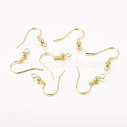 Brass Earring Hooks, Ear Wire, with Horizontal Loop, Golden, 17~19x16~18x0.8mm, 20 Gauge, Hole: 2mm(KK-S075-G)