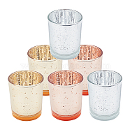 Plated Glass Candle Cups, Babysbreath Pattern, Mixed Color, 55x66mm, Inner Diameter: 50mm, 2pcs/color, 3 colors, 6pcs/set(AJEW-GA0001-96)