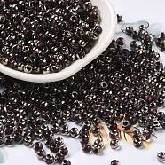 Transparent Inside Colours Glass Seed Beads, Half Plated, Round Hole, Round, Rosy Brown, 4x3mm, Hole: 1.2mm, 7650pcs/pound(SEED-H002-A-C224)