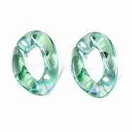 Transparent Acrylic Linking Rings, AB Color Plated, Quick Link Connectors, For Jewelry Curb Chains Making, Twist, Medium Sea Green, 30x21.5x7mm, Inner Diameter: 8x17mm(PACR-R246-004B-A)